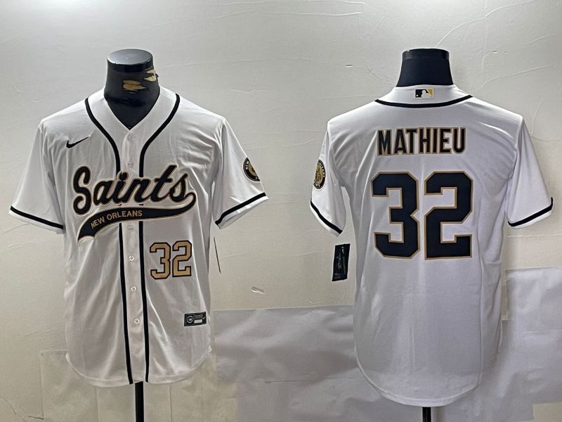 Men New Orleans Saints #32 Mathieu White Joint Name 2024 Nike Limited NFL Jersey style 1